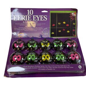 10 Eerie Eyes Halloween Light Set Blow Mold Vintage Fun World Spooky